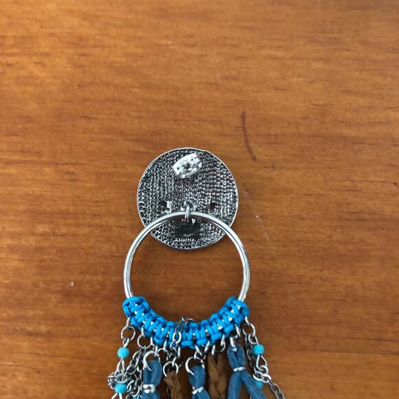 Justin Boots Turquoise Western Concho Earrings with Fringe NWT - Picture 11 of 14